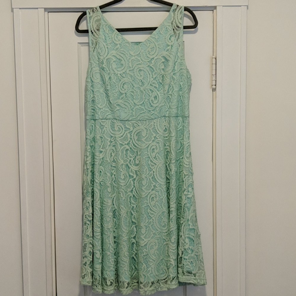 Mint lace overlay dress